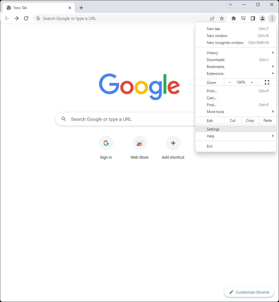 Chrome Settings