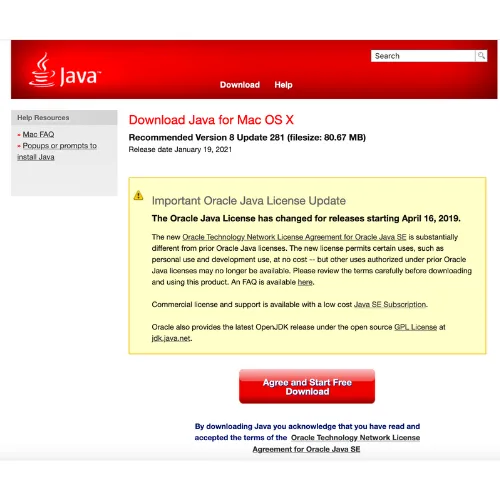 Download Oracle Java for macOS