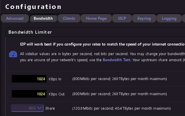 Bandwidth Configuration