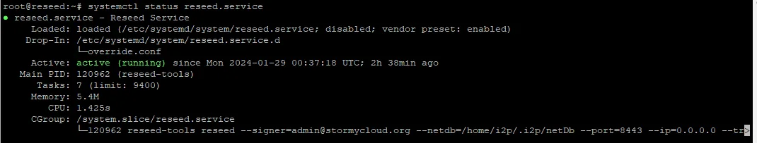 Verifying reseed service status