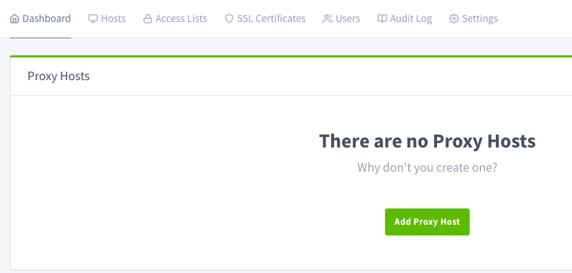 Adding a proxy host