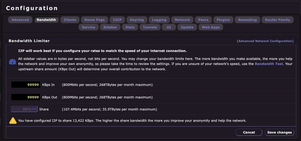 Router Console Bandwidth Configuration