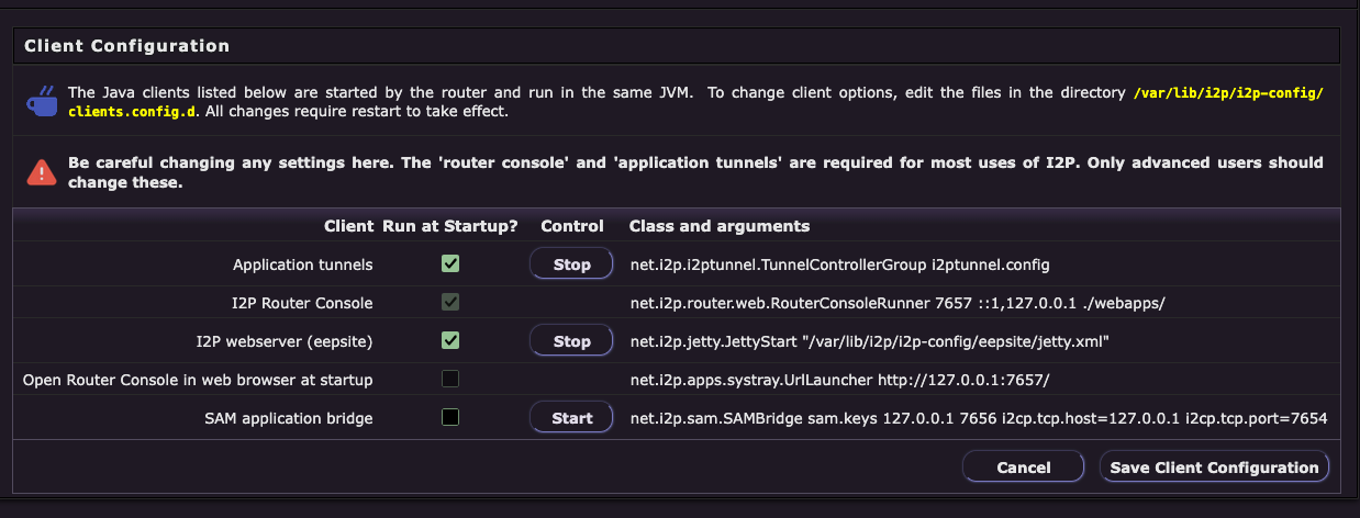 Router Console Client Configuration